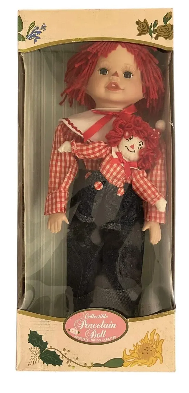 Raggedy Andy Collectible Porcelain Doll Kingstate The Doll Crafter Vintage NRFB